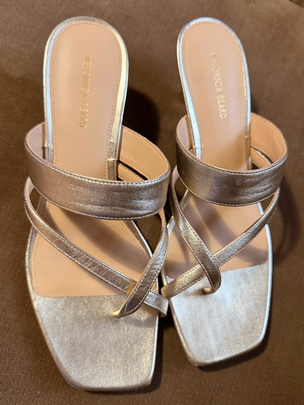 Veronica Beard Gold Strappy Kitten Heels Size 9